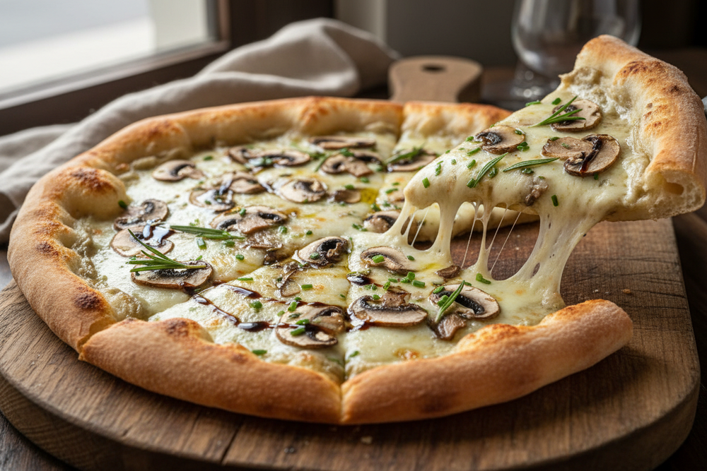 TRUFFLE PIZZA truffle cream, mozzarella, mushrooms